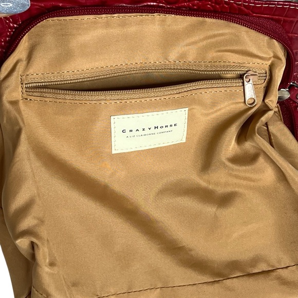 LIZ CLAIBORNE Crazy Horse Vintage Red Mock Croc Mini Satchel OS - Picture 10 of 11